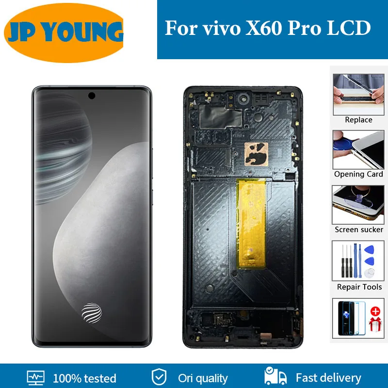 

6.56"Original AMOLED For vivo X60 Pro Touch Screen and Digitizer Panel Assembly for vivo x60 pro V2046 LCD Display replacement