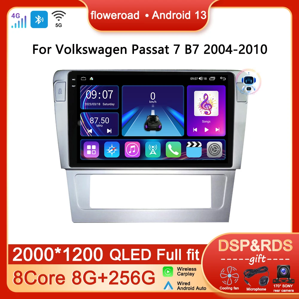 

9'' GPS Navigation Android For Volkswagen PASSAT 7 B7 2004-2010 Car Radio Multimedia Player Stereo Apply Carplay 2DIN DVD Screen