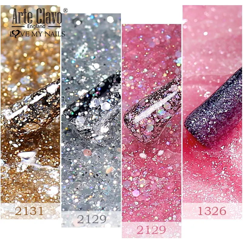 Arte Clavo Glitter Gel per unghie Bottiglia grande Soak Off Gel UV Vernice per unghie Manicure Top Base Coat Moda Gel Polish Decorazione artistica