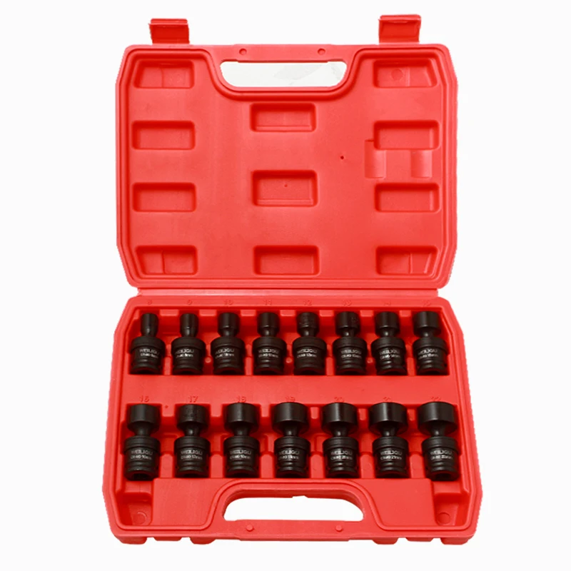 15PCS 3/8 Drive Wobble deepen Socket Adapter 360Degree Rotatable Universal Joint Swivel Socket for photovoltaic base station