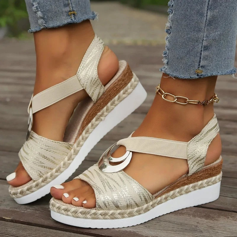 Women Snake Print Wedge Slippers Heels Shoes Summer Comfy Breathable Platform Sandals Non Slip Daily Sandals For Women