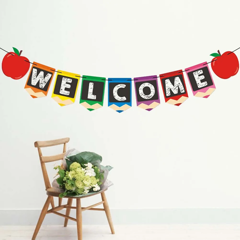 

Letter Pull Flag Welcome Banner Colorful Decor Back to School Party Supplies First Day Bunting Classroom Novelty