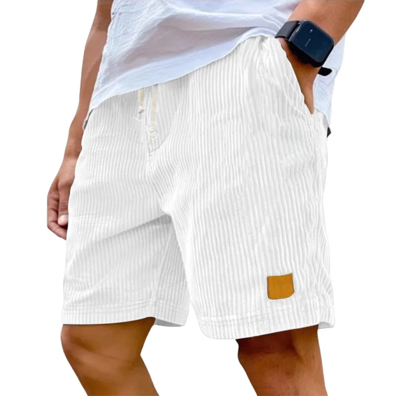 Vintage Cargo Shorts Men's Summer Trendy Retro Corduroy Short Pants Men's Casual Solid Color Shorts Sports Breathable Sweatpants