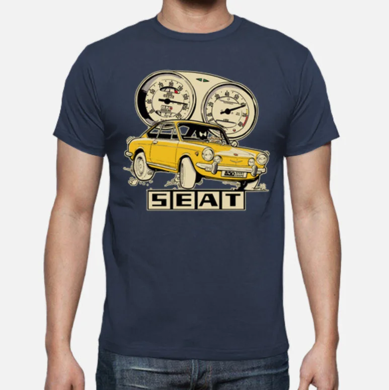 Spain Car-toon Car S E A T 850 Sport Coupe Naranja T Shirt. Short Sleeve 100% Cotton Casual T-shirts Loose Top Size S-3XL