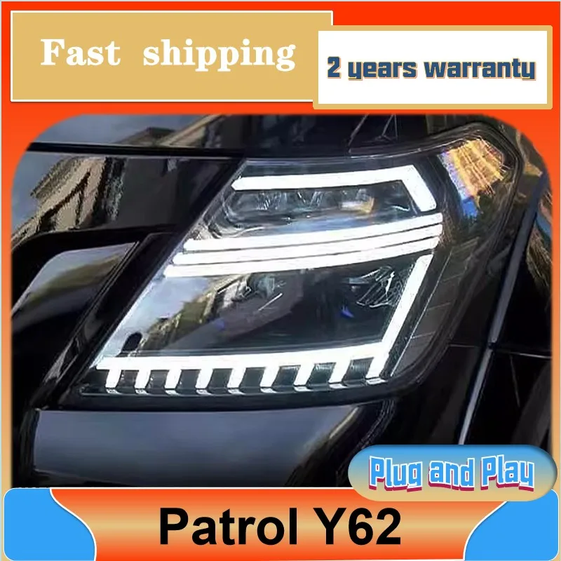 

Nissan Patrol Y62 Head Light 2013-2018 Patrol Headlamp DRL Turn Signal Low High Beam Projector Lens