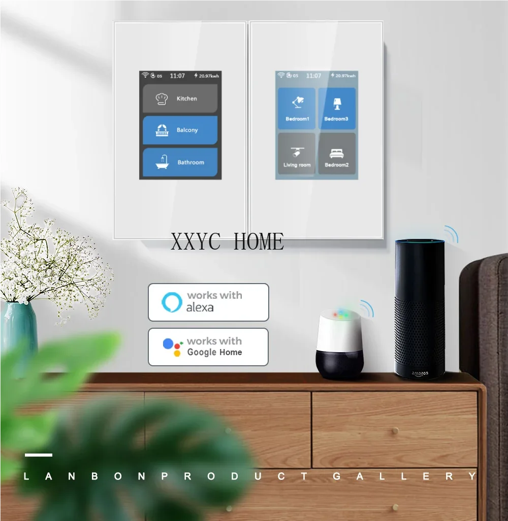 2023 Lanbon Smart Switch home automation LCD wifi switch smart home with power consumption google alexa