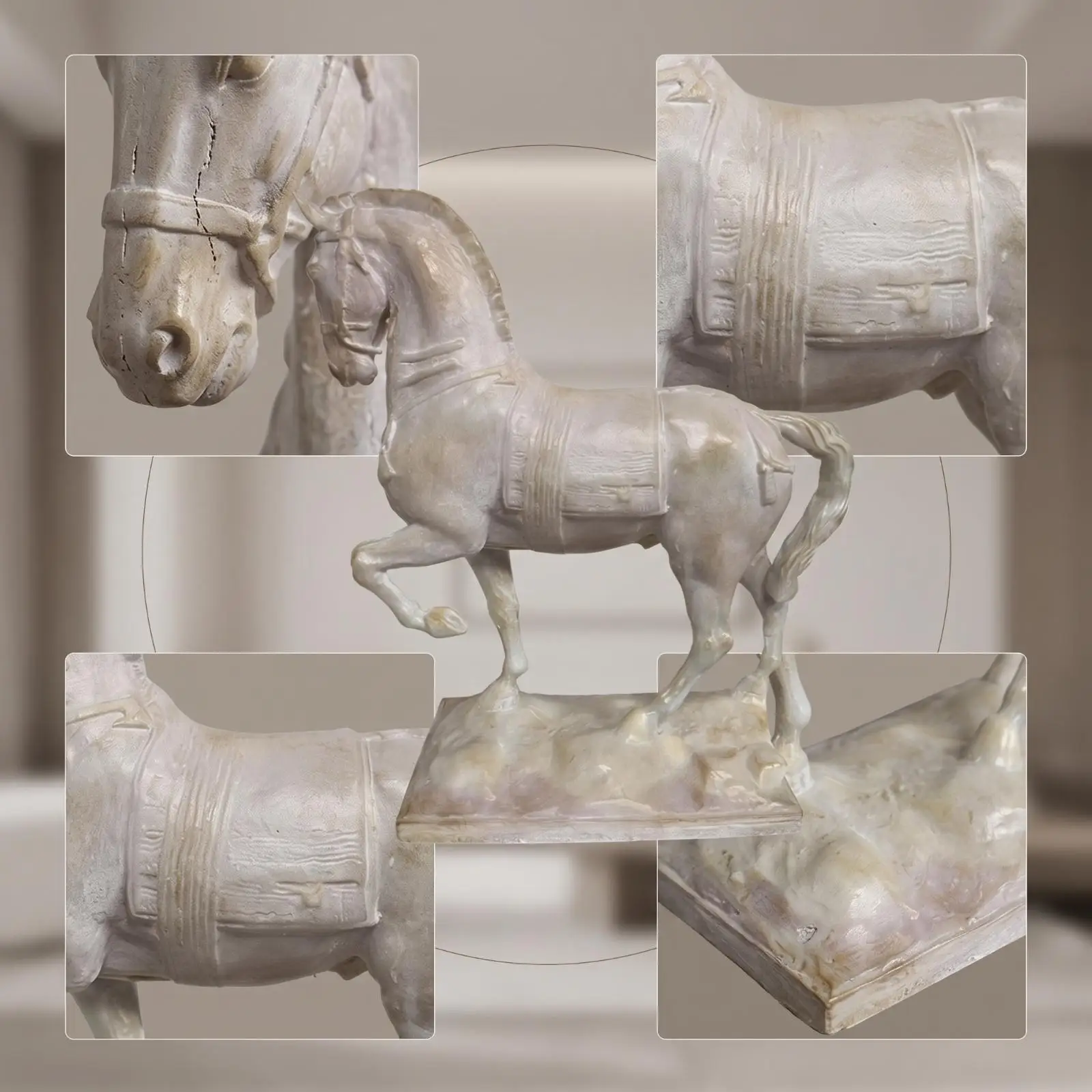 Horse Sculpture Resin Figurine Abstract Statue Vintage Decor Art Piece for Living Room Entryway Console Table Office Desk