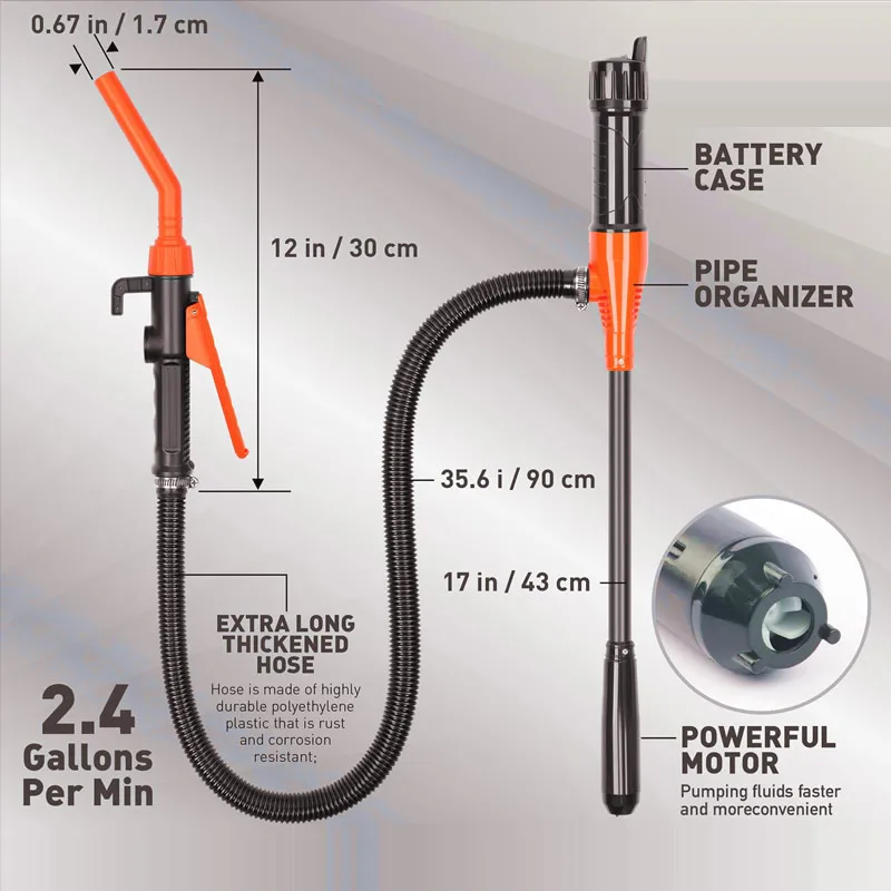 Vehicle Fuel Tank Oil Extraction Tool Electric Siphon Pump Battery Powered Suction Hose With Controllable Flow Gun Head
