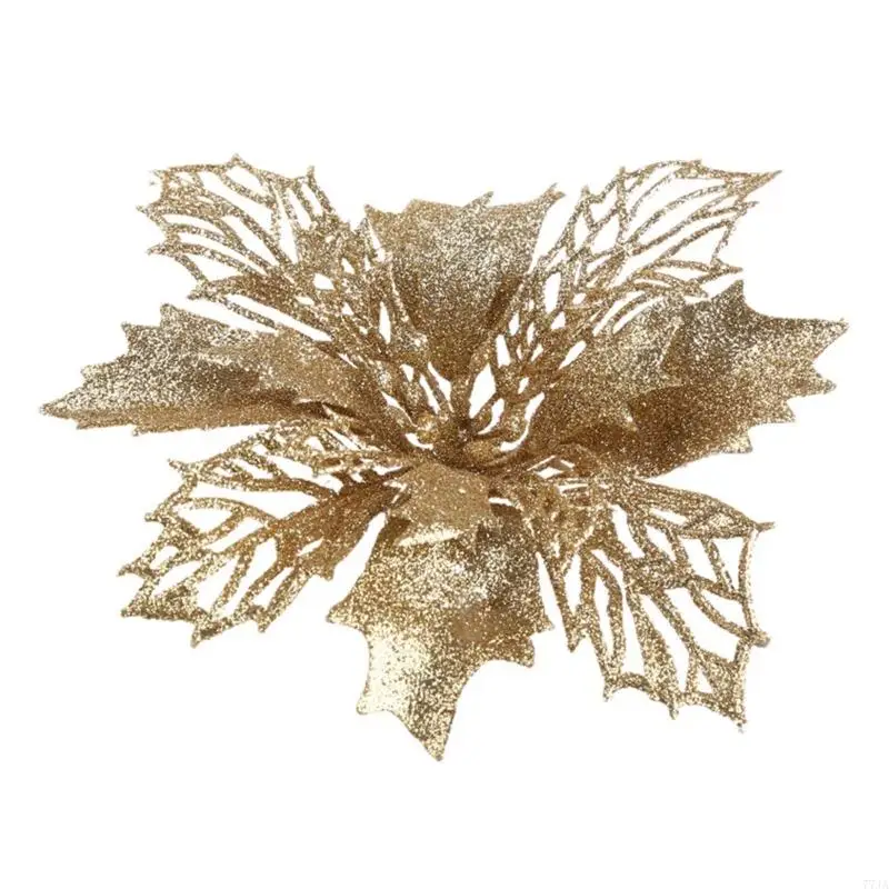 77JA 9cm Glitter ForpiFical Presettia Flower Tree Tree Forence cho Xmas vòng hoa Đồ trang trí tiệc cưới