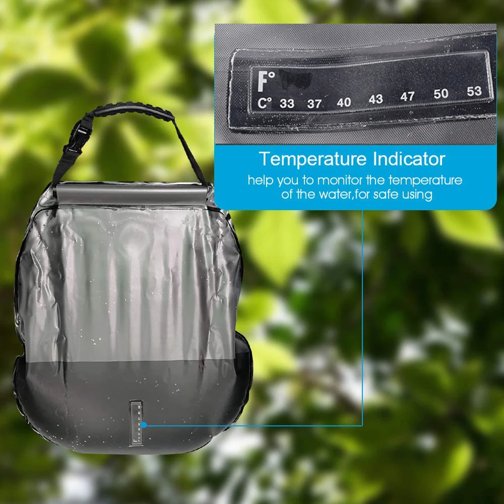 

20L Solar Shower Bag Portable Hiking Water Heater Temperature Display Hiking Shower Bag Foldable PVC Outdoor Activities