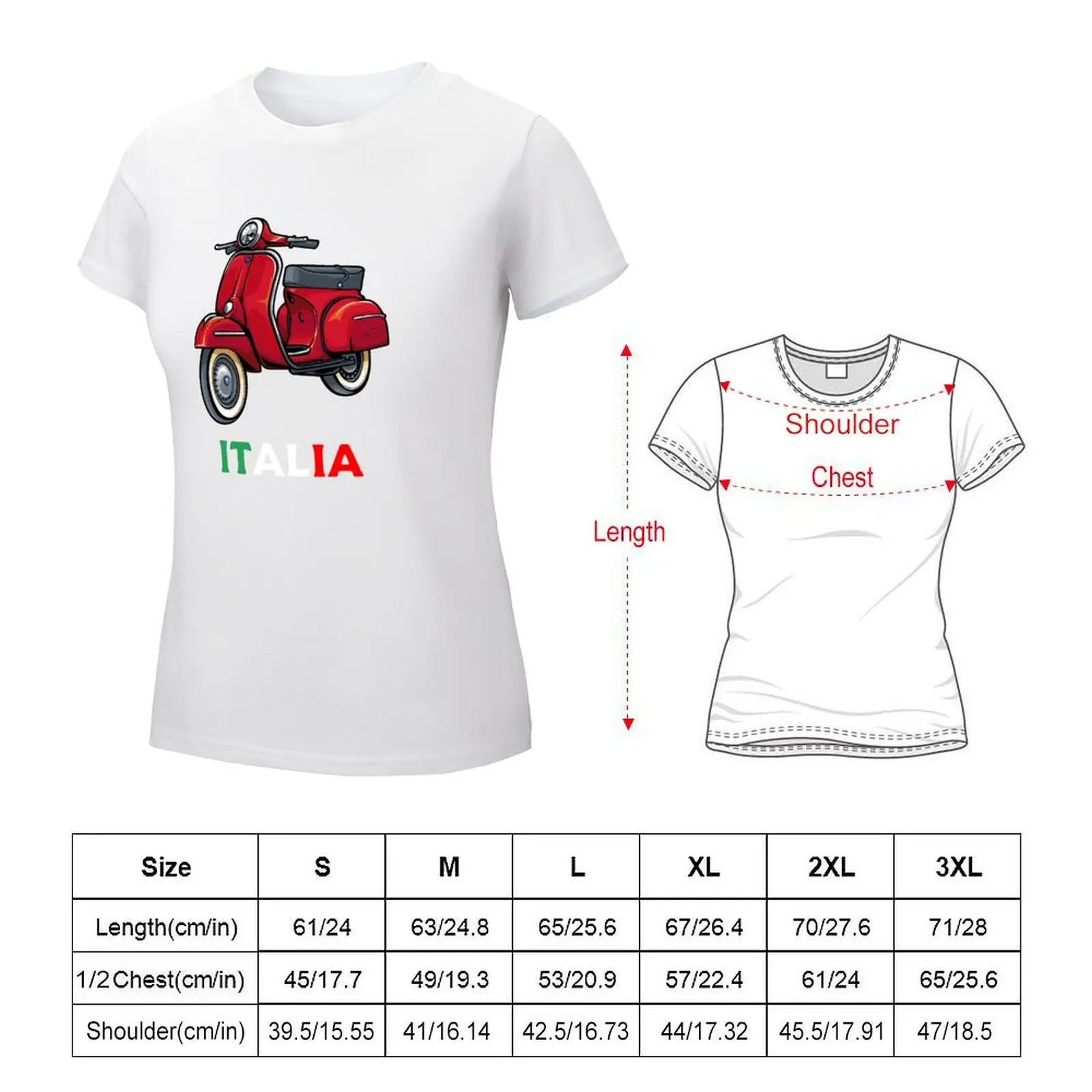 Italy Classic Vespa Scooter Moped Bike Retro Love Vintage T-shirt lady clothes korean fashion tight shirts for Women