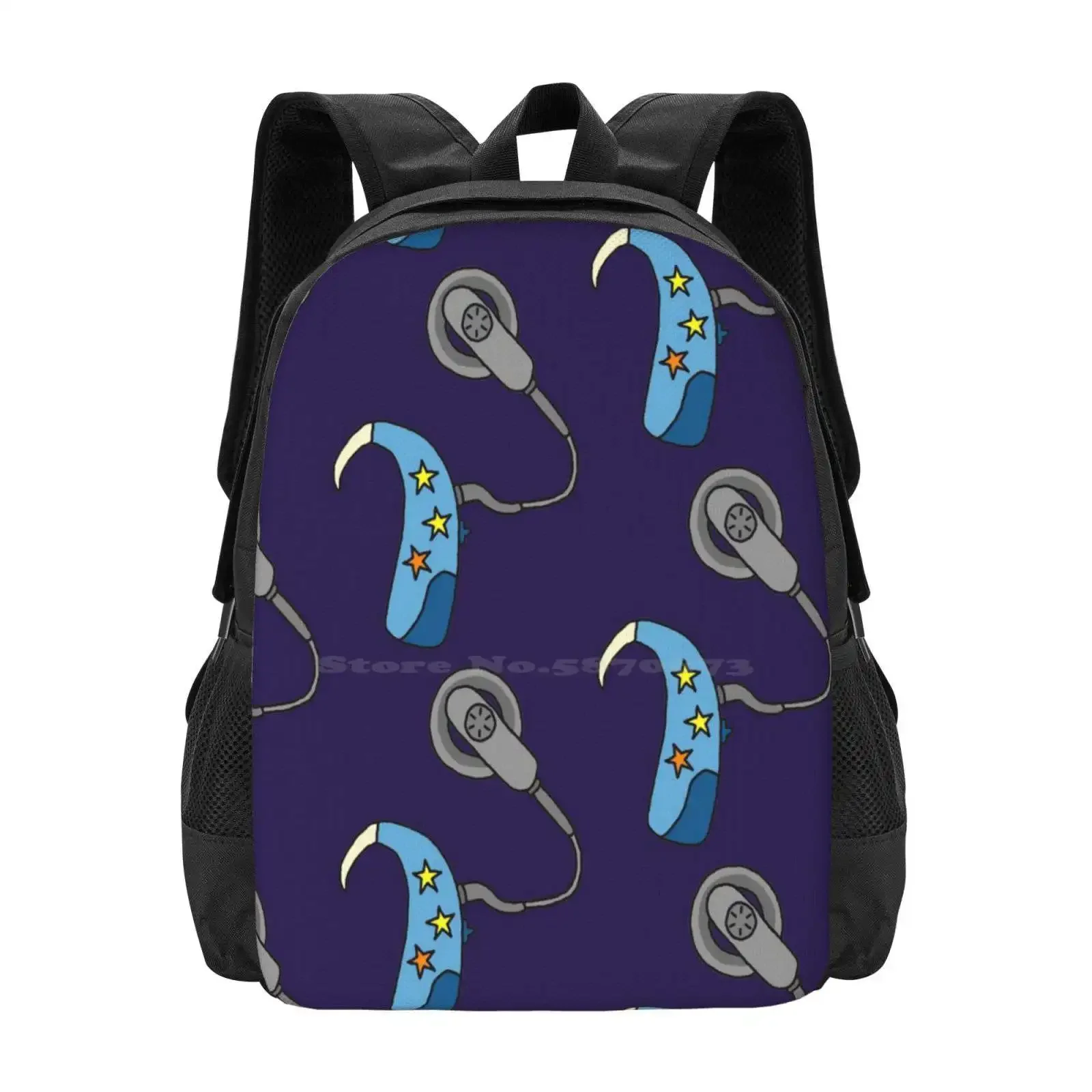 

Cochlear Implant - Blue Hot Sale Schoolbag Backpack Fashion Bags Deaf Awareness Hearing Impaired Hearing Aid Disability Sign