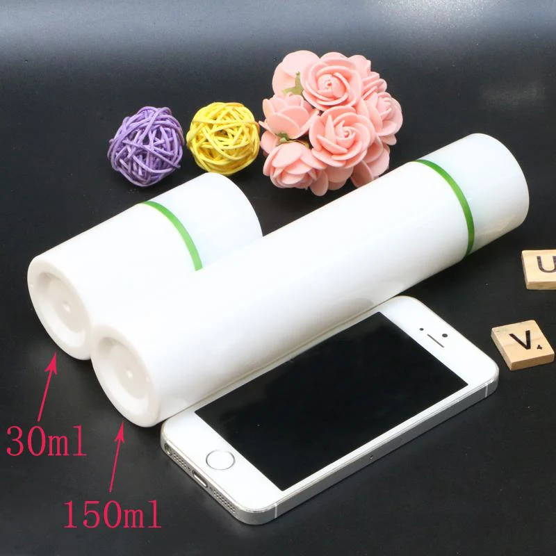 30ML white plastic airless bottle white press pump green rim serum/foundation/lotion/anti-UV sunscreen cream toner skin care