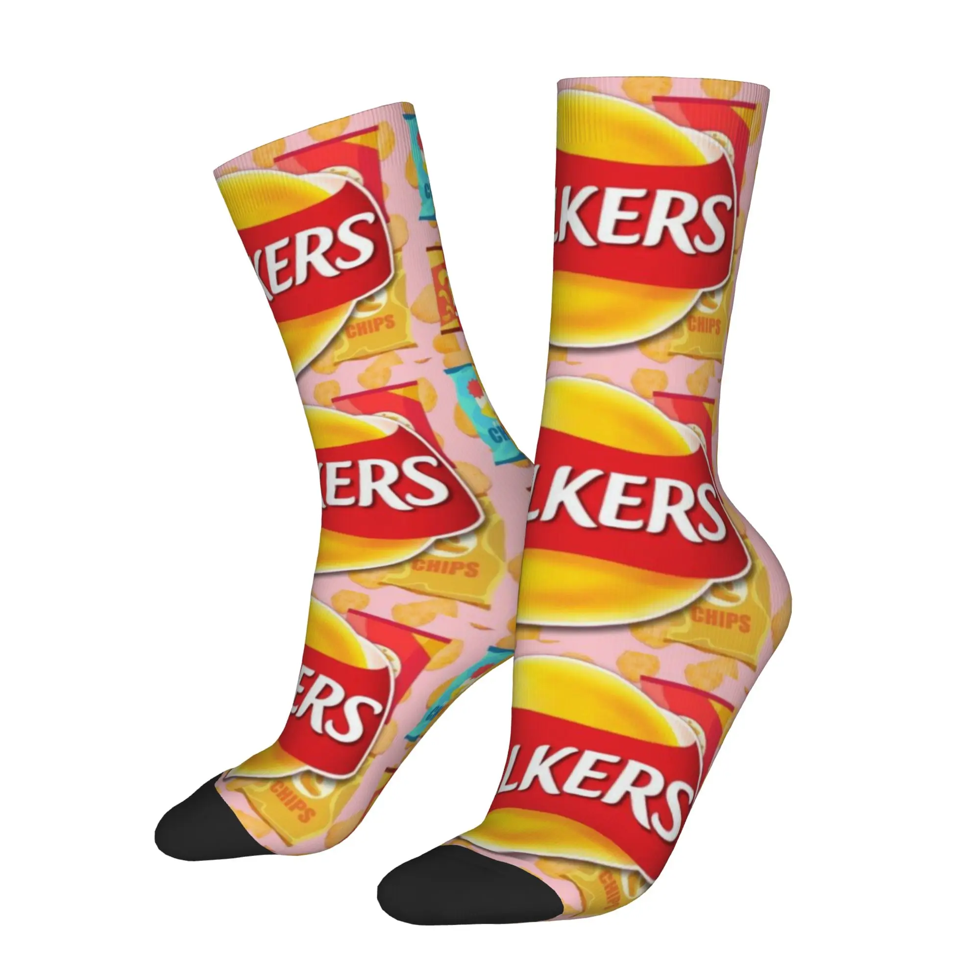 

1 Pair Funny Sock Walkers Potato Chips Vintage Quality Pattern Printed Men Crew Socks Novelty Men's Socks