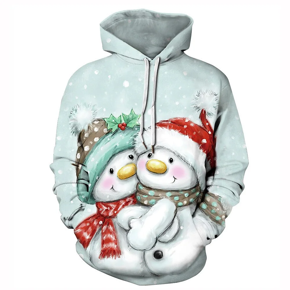 

Cartoon Christmas Elk Print Sweatshirts For Men New Year Party Clothes For Kids Fashion Trend X'mas Hooded Shirt Autumn Pullover