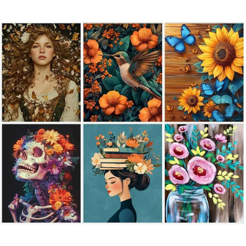 

GATYZTORY Oil Painting By Number Kits Figure Flowers DIY Pictures By Numbers Drawing On Canvas Numbers Painting Home Wall Decor