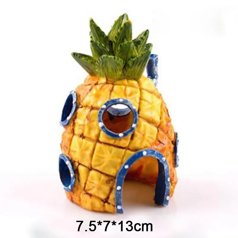 Resin Crafts Mini for Squidward House Style Pineapple Cartoon House Home Fish Tank Aquarium Ornament Decorate