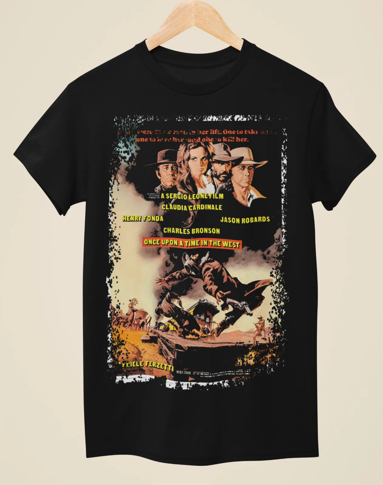 Once Upon A Time in the West Western Movie Poster inspired Black T Shirt