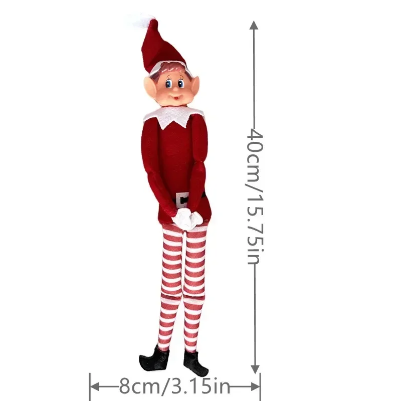 40cm Christmas Elf Doll for Kids Mini Toy Fun Playful Elf Dolls Christmas Poseable Little Elf Shelf Sitters with Dangling Legs