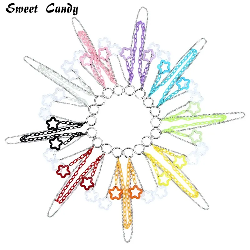 

ITA Bag Decoration – Adjustable Chunky Chain Strap with Shiny Colorful Pendant, DIY Handmade Belt-Style Accessory for Bags