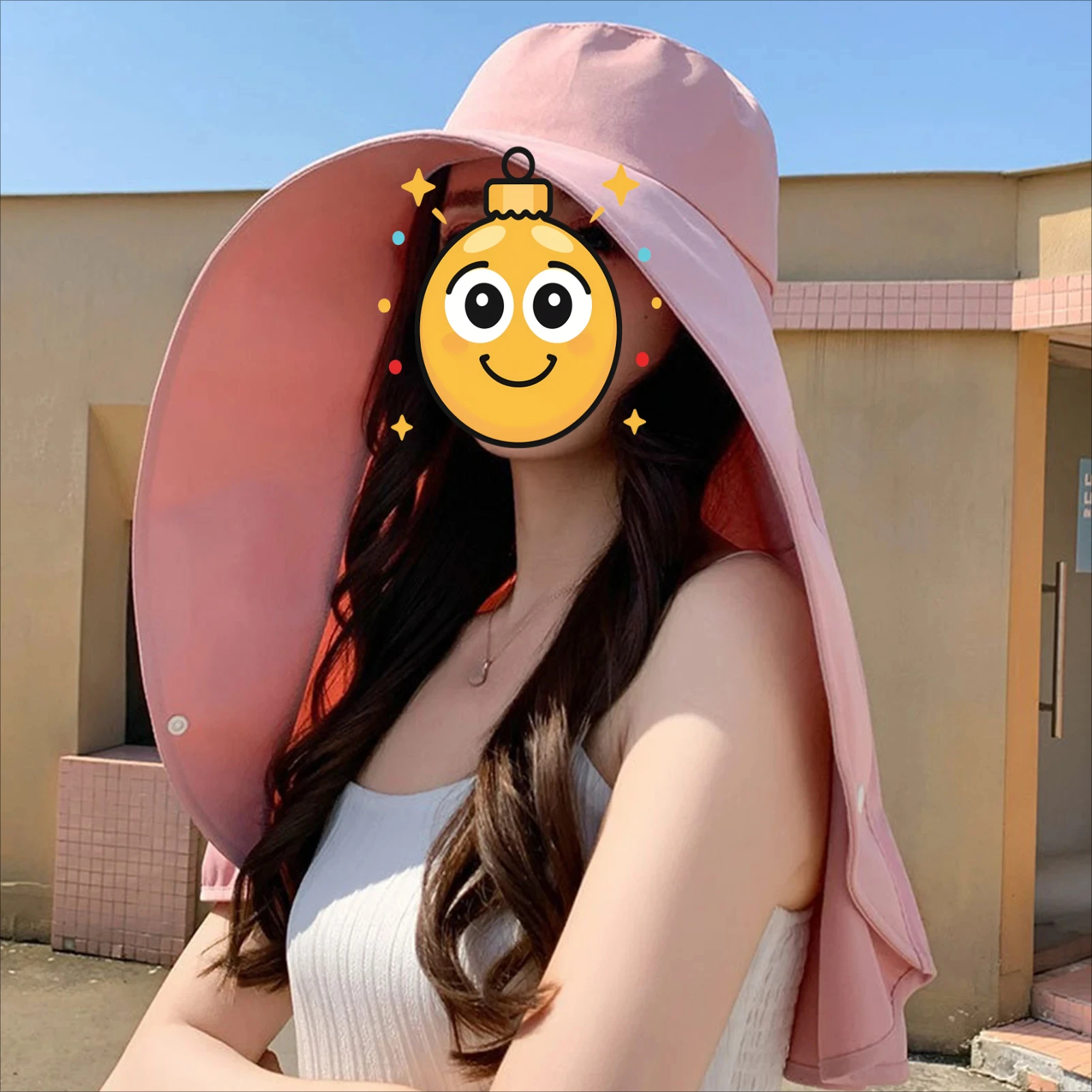 

Sun Protection Hat with Neck Cover Soild Breathable Wide Brim Hats for Travel Holiday Beach Playing