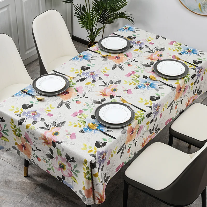 Elegant Tablecloth Floral Printing Tablecloth Rectangular Waterproof Stain Proof Tablecloth Floral Wedding Decorative Tablecloth