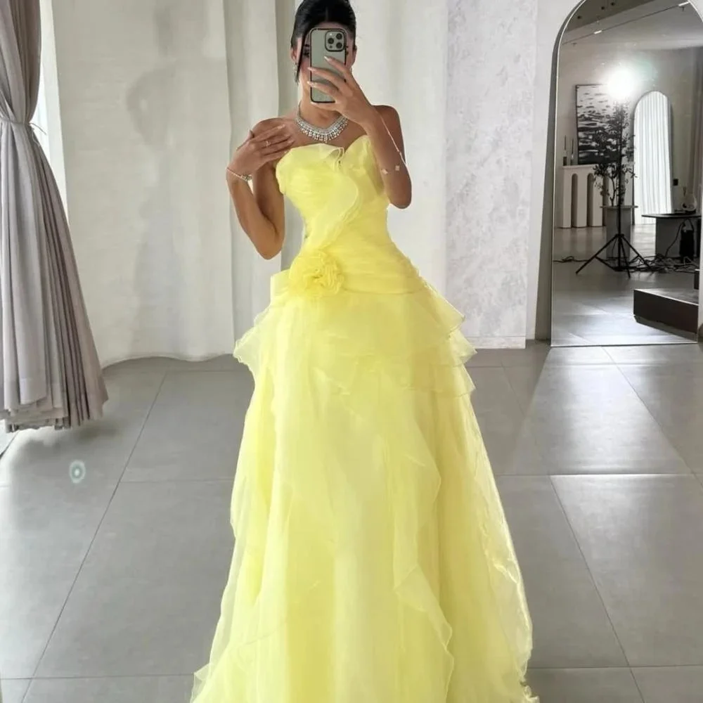 Robe de soirée personnalisée en forme de cœur, magnifique Robe de bal à volants, ligne a, pour occasions formelles, à fleurs