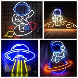 LED neon sign, neon wall light bedroom, game room decoration astronaut sign light astronaut gift for kids