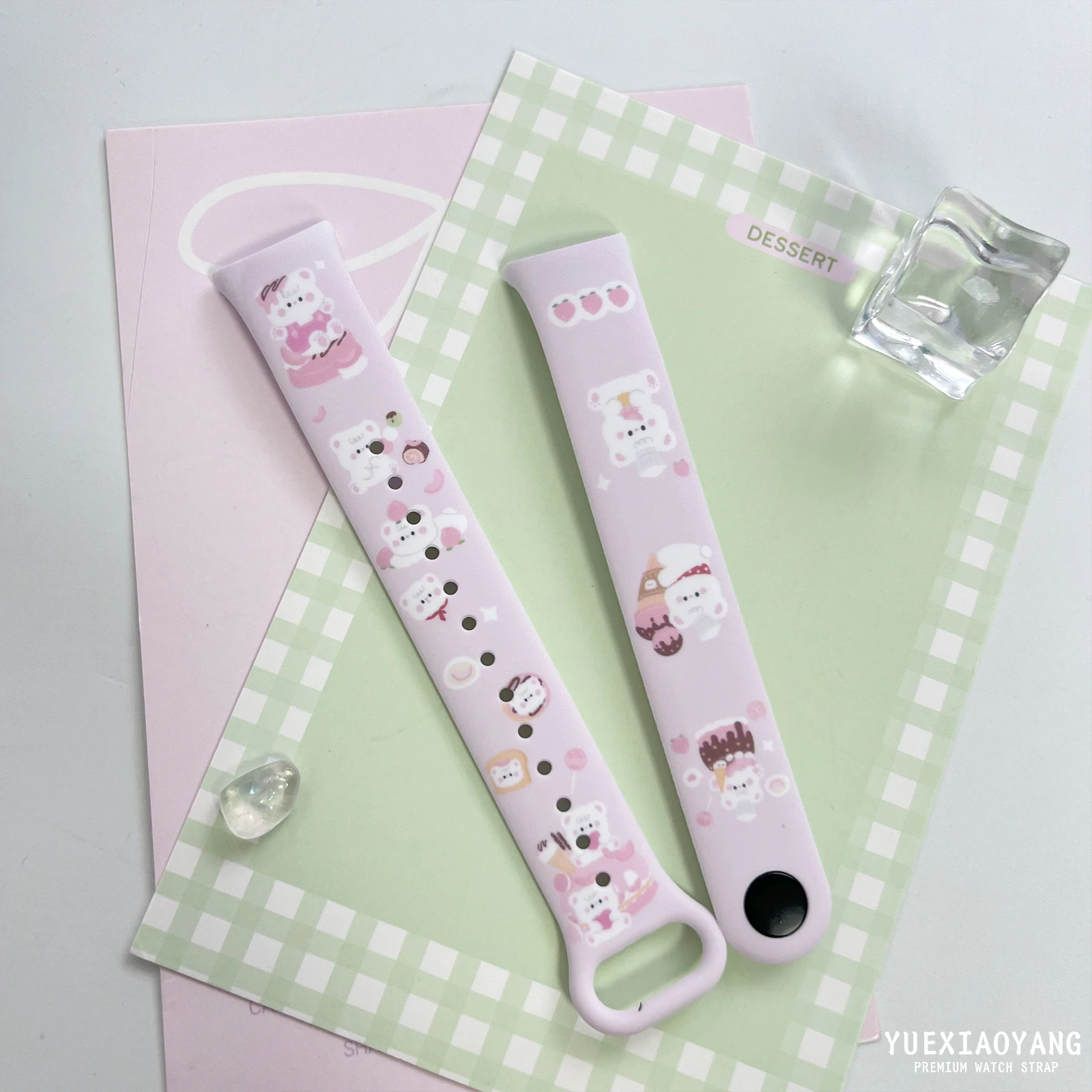 

Pink Little Bear Printed Wristband for Xiaomi Mi Band 10 9 8 Wrist Strap Replaceable Watchband for Mi Band 10 9 8 Smart Bracelet
