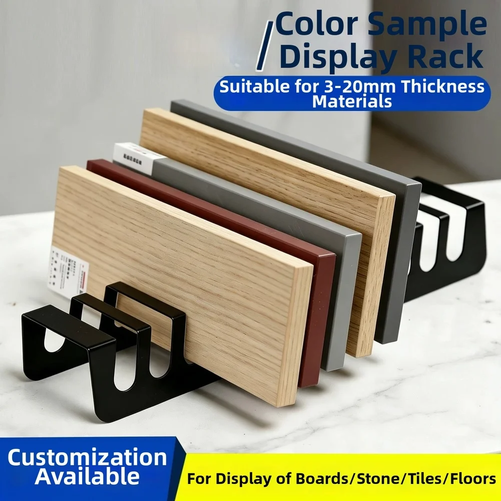 Dark Metal Sample Display Stand 8 Or 12 Slots For For Tile Marble Quartz Stone Door Panel Organizer Rack Adjustable Thickness Ho