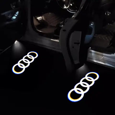 2Pcs Led Car Logo Door Welcome Light For Audi A4 A6 C6 C7 A5 A7 A8 Q3 Q5 Q7 TT S3 S6 RS3 RS4 RS5 Sline Quattro Auto Accessories