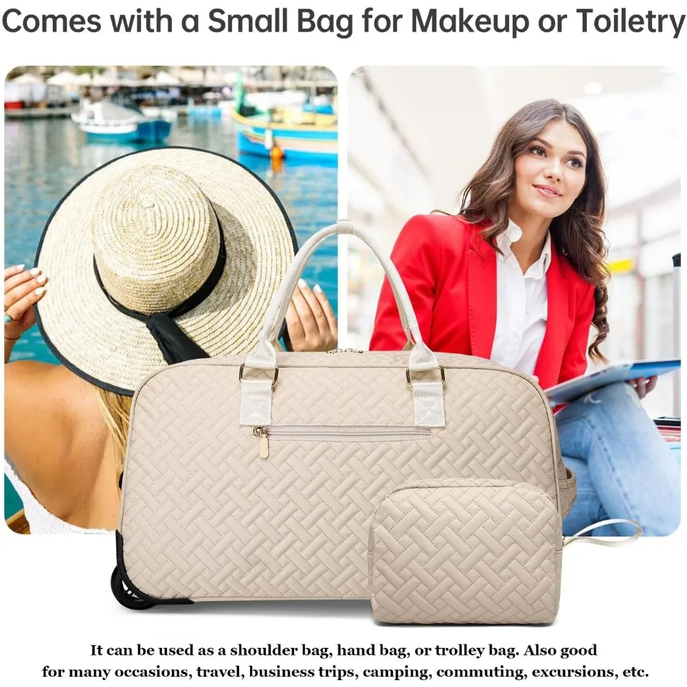 حقيبة سفر نسائية مع جيب للأحذية، يمكن حملها طوال الليل وعطلة نهاية الأسبوع، وحقيبة أدوات الزينة، وحقيبة صالة الألعاب الرياضية للأشياء المبللة
