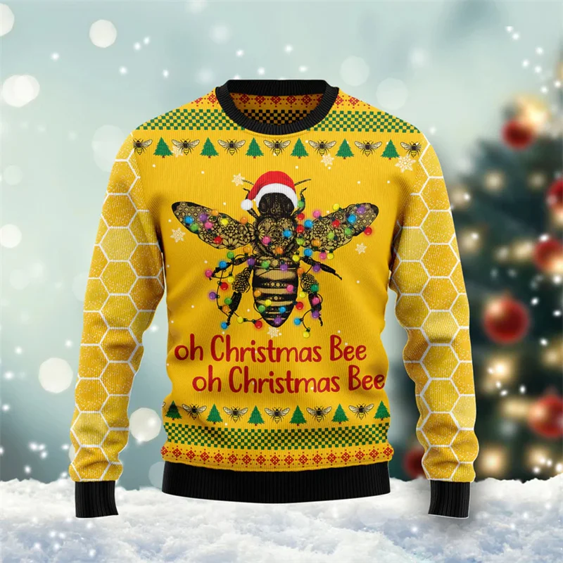 Hässliche Weihnachten Pullover Männer Neuheit 3d Gedruckt Biene Frohe Sweatshirts Kinder Langarm Weihnachten Pullover Tops Rundhals Hoodies