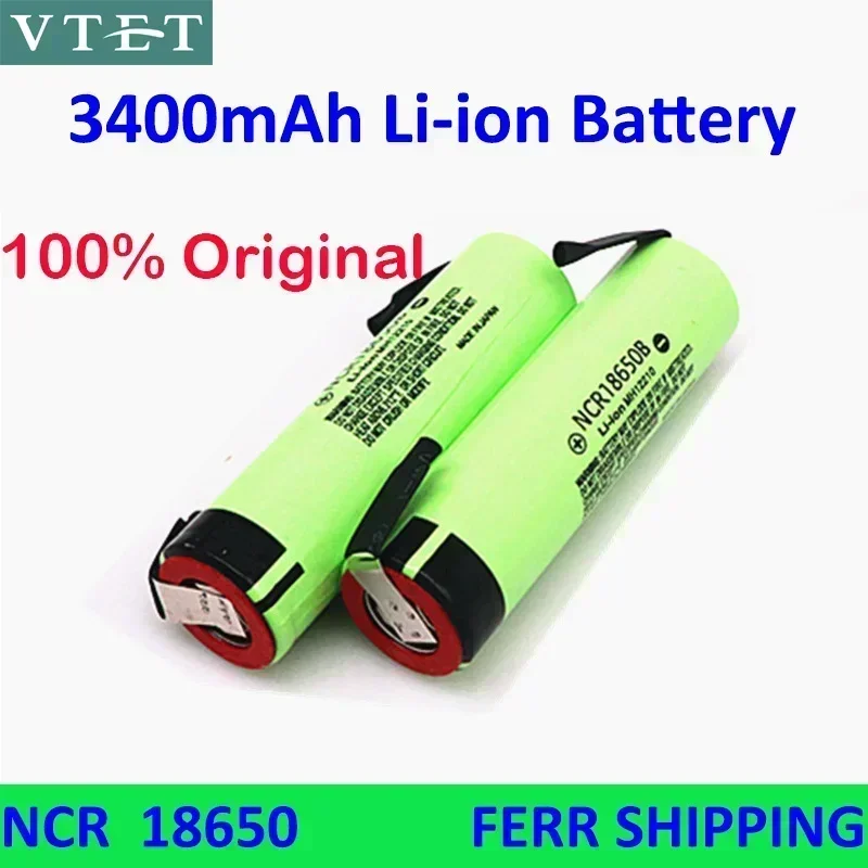 充電式リチウムイオン電池,100% ncr18650b,3.7v,18650,2022 mah,新品,3.7