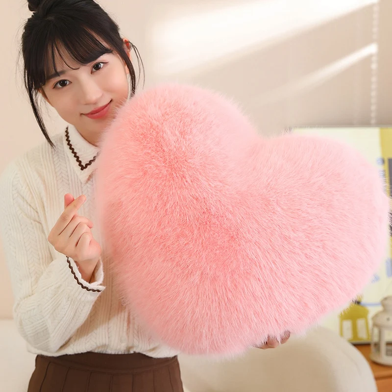 Cuscino Peluche a Forma di Cuore 40cm, Giocattolo Morbido per Bambini, Cuscino Decorativo per Divano e Letto, Regalo di Natale per Ragazze