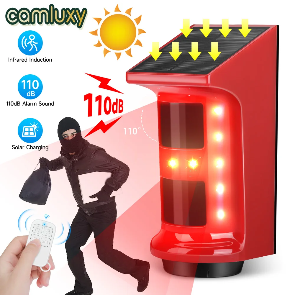 

Camluxy дБ Солнечная инфракрасная сигнализация, водонепроницаемый PIR-детектор, дистанционное управление, датчик человека, домашняя сигнализация безопасности, помехи домашних животных
