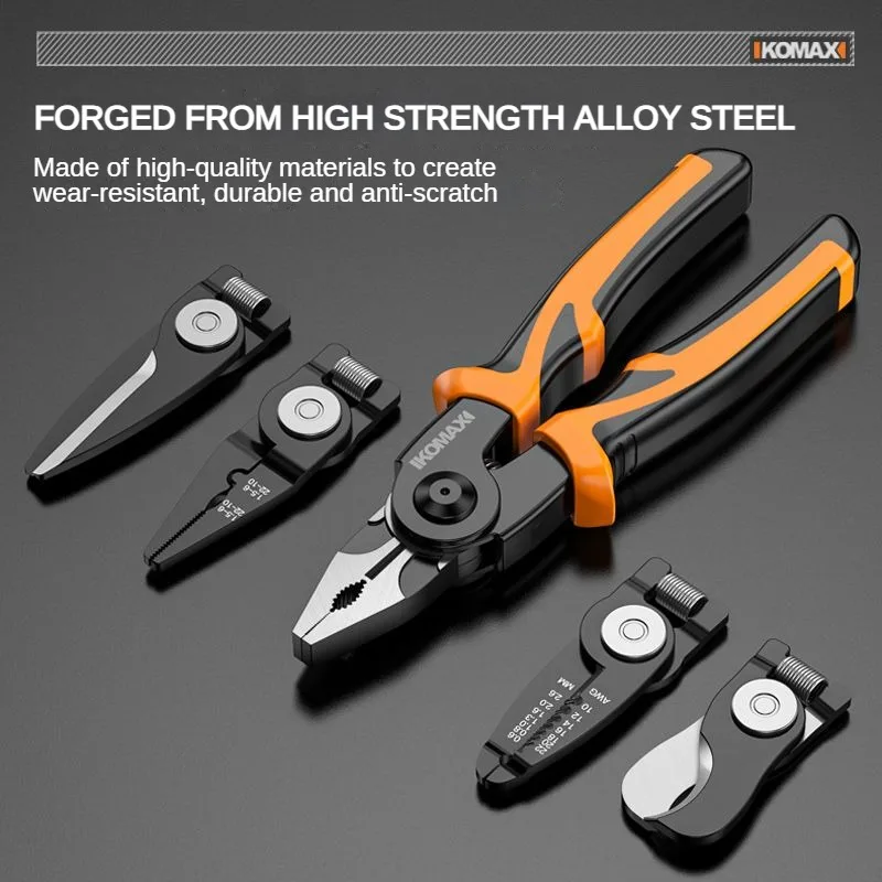 XMSJ Wire Pliers Wire Strippers Vise Pliers Wire Cutters Electrician 5 in 1 Multifunctional Set Manual Tools Electrician Tool