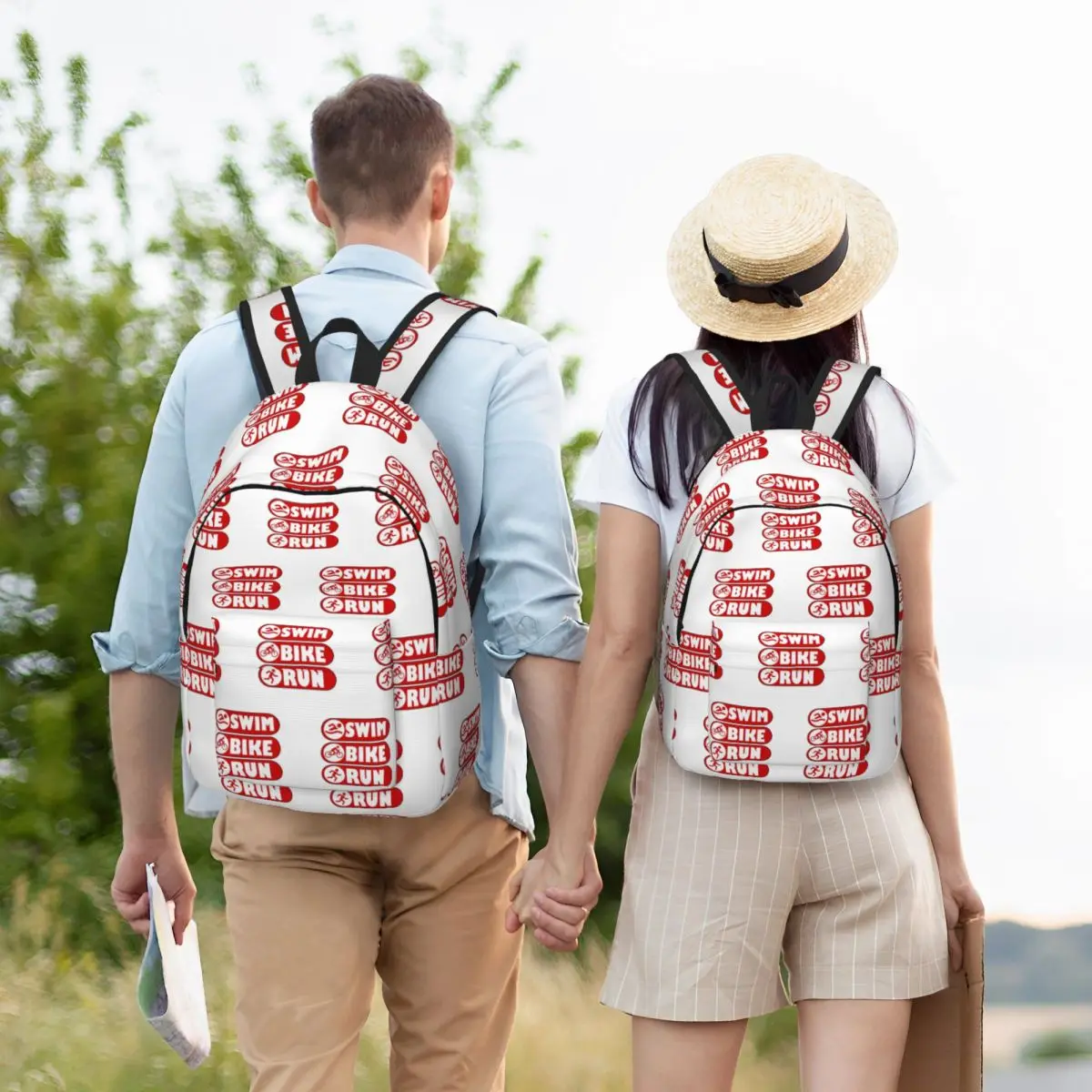 Triathlon Swimming Cycling Running Student Backpack School Bag Hiking Travel Daypack for Boys Girls Bookbag Shoulder Bags