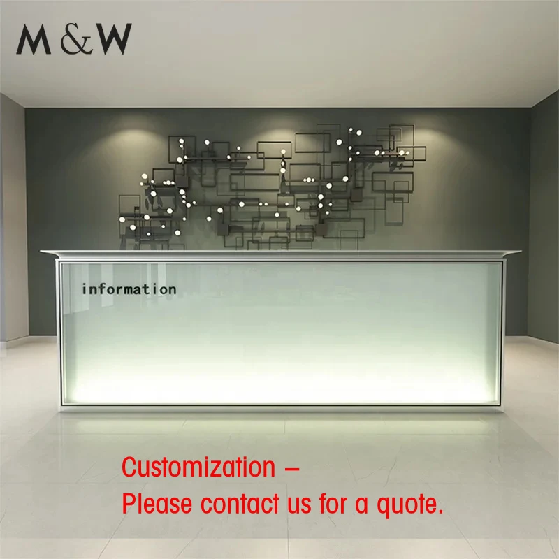 custom.&Factory Modern Durable Glass Aluminum Frame Reception Desk Hotels Hospitals Schools-Custom Commercial O