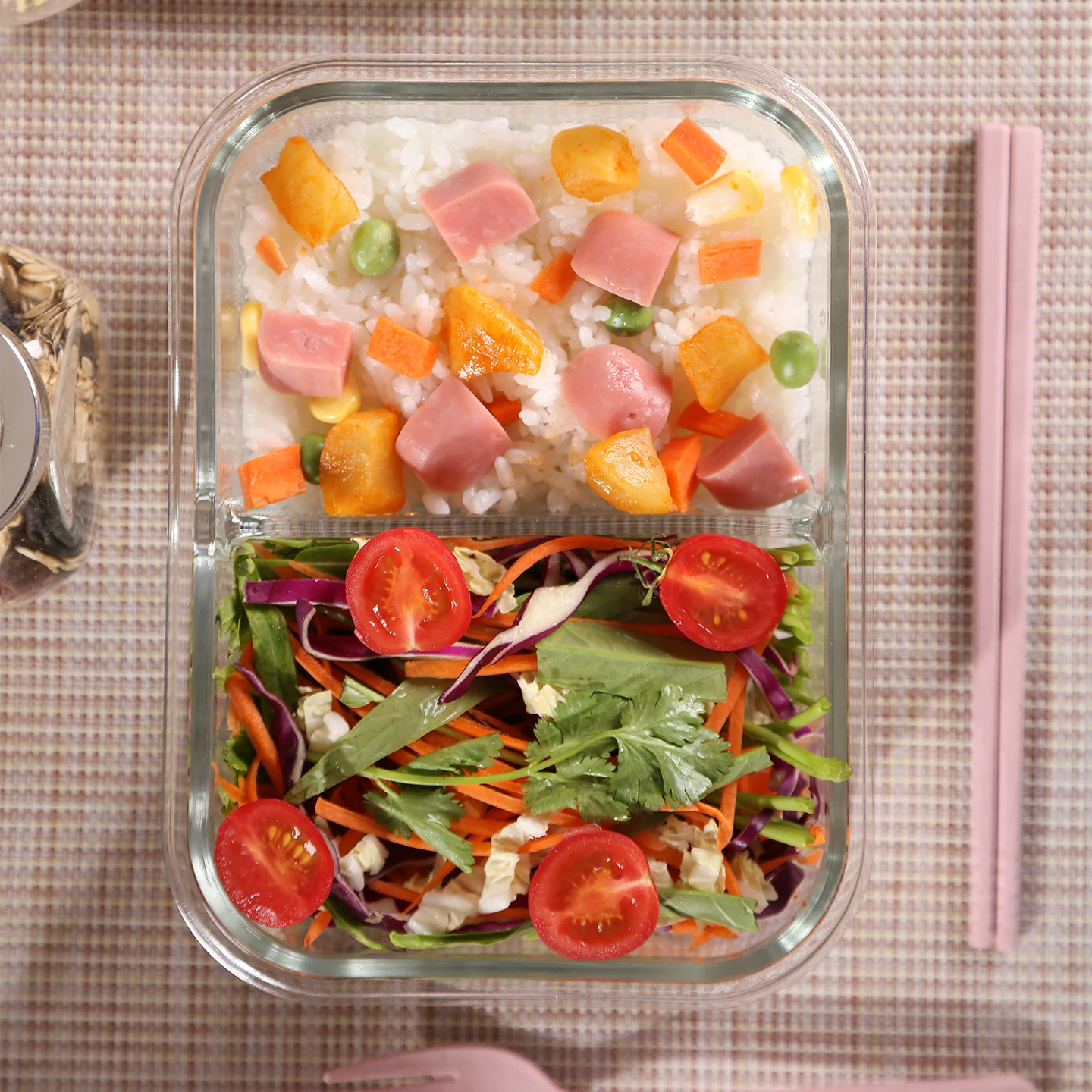 Jalocook Large Capaci Glass Lunch Box Microwave Se Divided Carents Heating Student Office Workers Meal Container view 2
