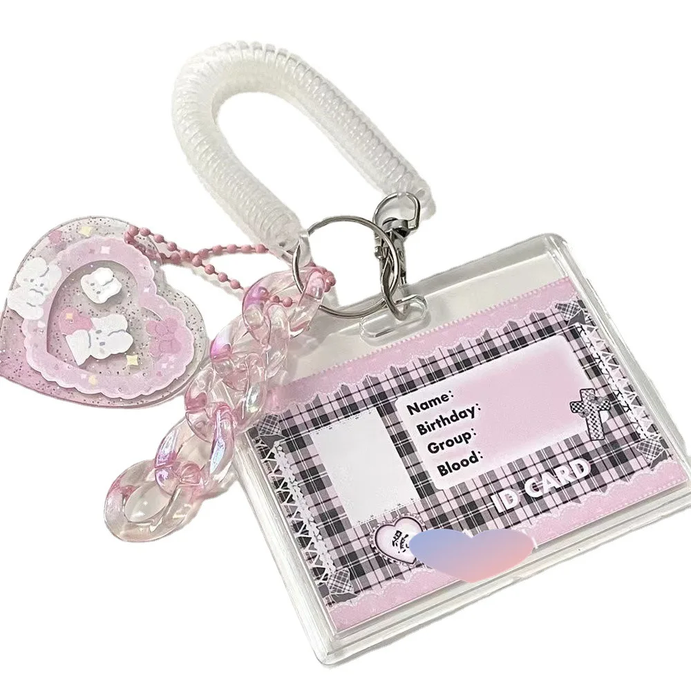 SKYSONIC Acrylic Frame Keychain 1 Inch Photocards Holder Cute Heart Y2K Bag Pendant Chain Cuckoo Set Card Organizer Kids Gifts