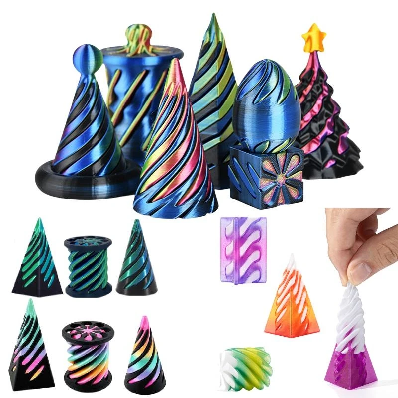 Juego de pirámides imposible, cono en espiral impreso en 3D, juguete antiestrés, escultura de paso, Mini ilusión de hilo Vortex, decoración de escritorio, 3/7 Uds.