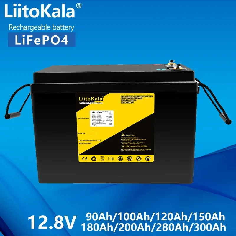 

LiitoKala 12.8V 200Ah 150Ah 60Ah 100Ah 120Ah 180Ah 300Ah LiFePO4 Battery For RV Campers Golf Cart Off-Road Off-grid+14.6V20A