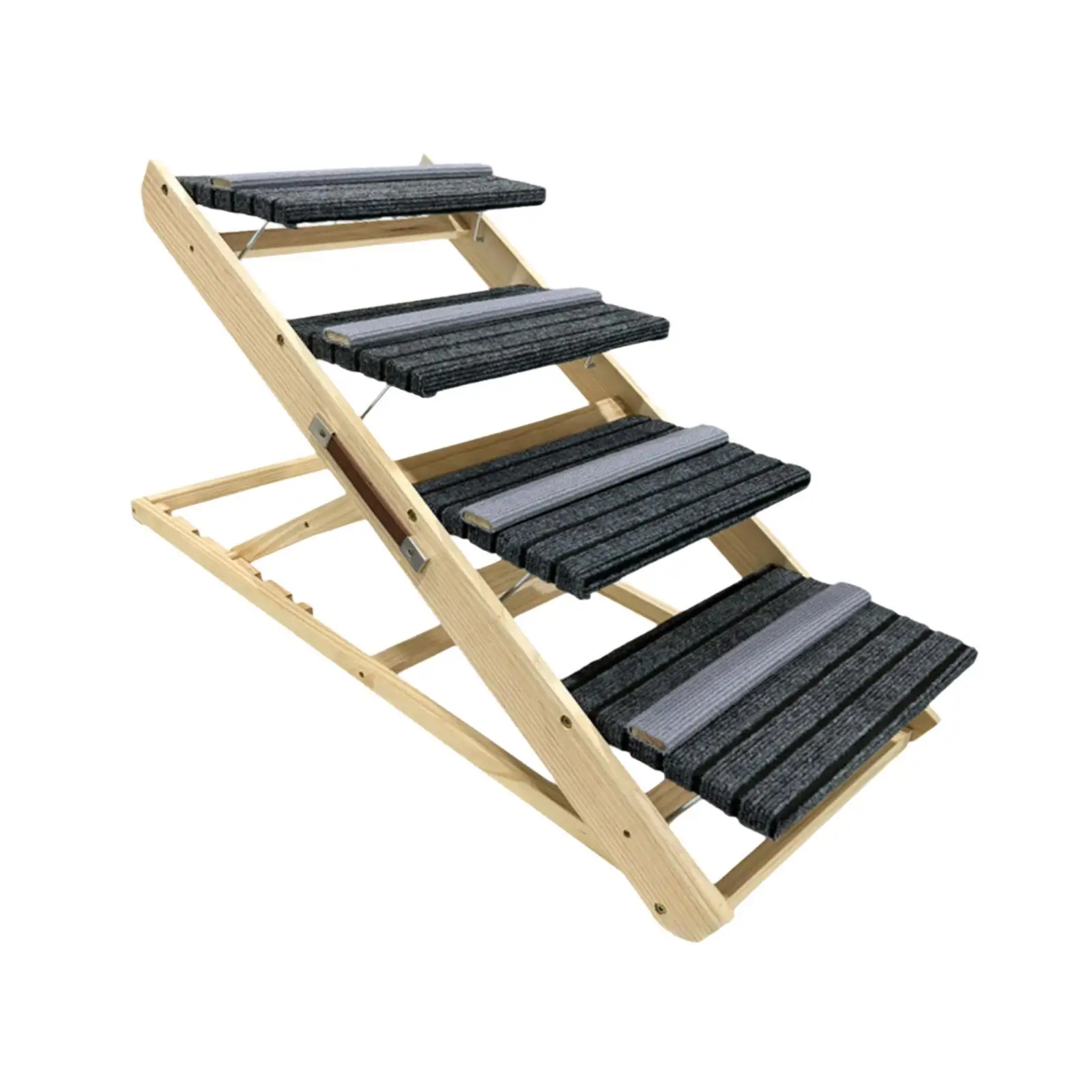 Wooden Pet Stairs 4 Layers Non Slip Portable Dog Ladder for Kitty Trucks Bed