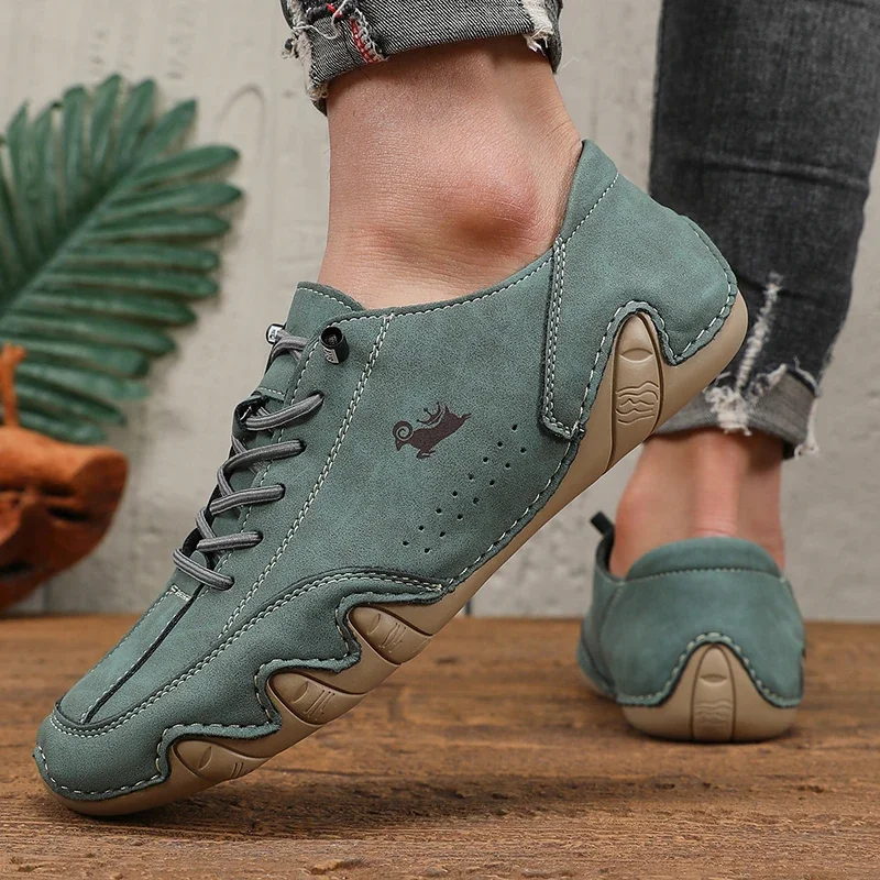 

Men Shoes Spring Low Cut Leather Shoes Sneaker Fashion Soft Soled Loafers Large Size Anti Slip Flats New Casual Shoes Zapatillas