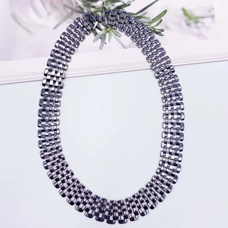 Minar Punk Hip Hop Chunky Hollow Out Chain Necklace Silver Color Linked Wide Chokers Necklaces for Women Statement Jewelry