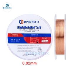 PHONEFIX Jump Wire 0.01mm 0.02mm 0.008mm Insulated Copper Link Wire for iPhone Motherboard Chip Repair Jump Conductor Wire 120m