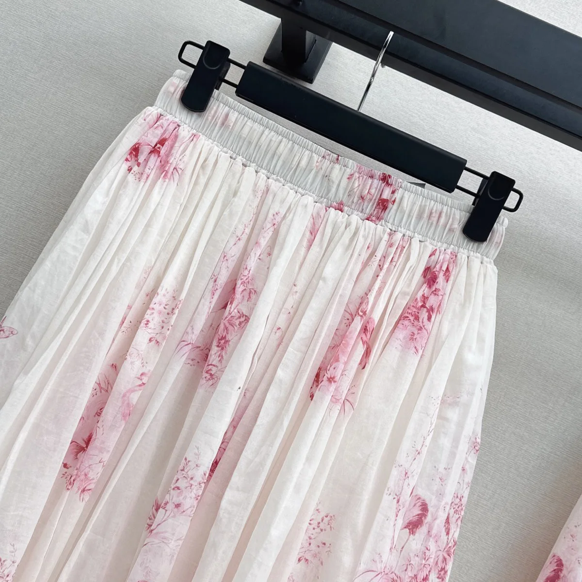 High Quality Women Vintage Floral Print Midi Skirt Elastic Waist Drawstring Loose Pleated A Line Summer Skirts lyt26728115