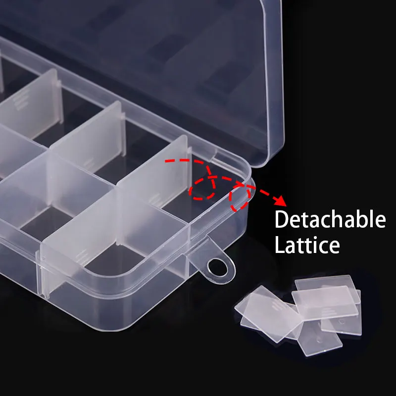 10 Grids Plastic Storage Box Adjustable Space Clear Jewelry Case for Bead Pills DIY Component Tool Organizer Nail Art Tip Case