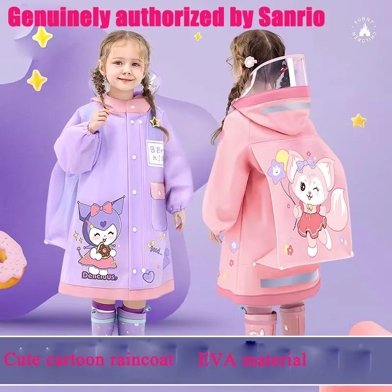 

Sanrio raincoat full body waterproof boys and girls kindergarten primary school students go to school with school bag